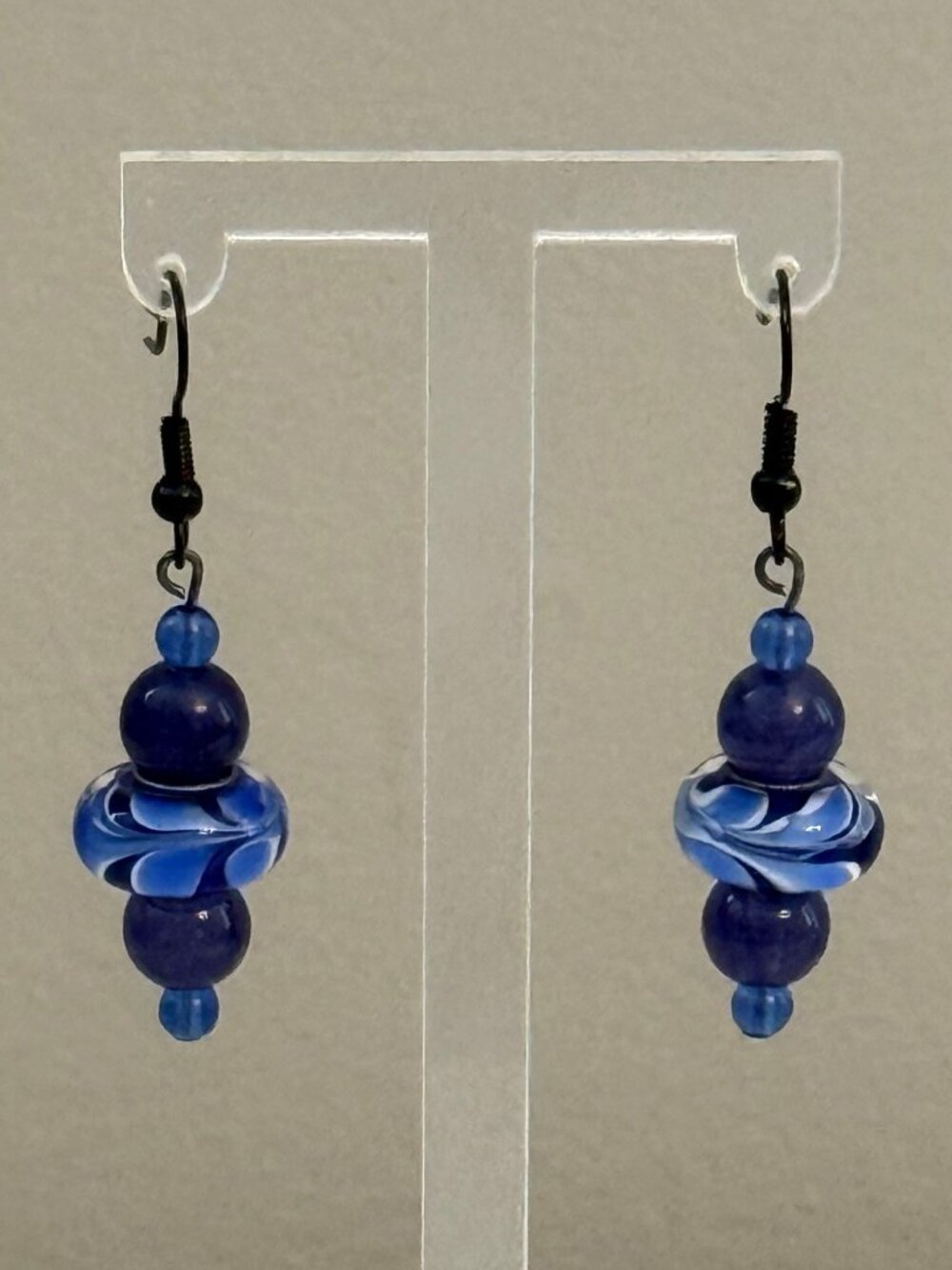 Blue Floral Blueberry Quartz Dangle Earrings